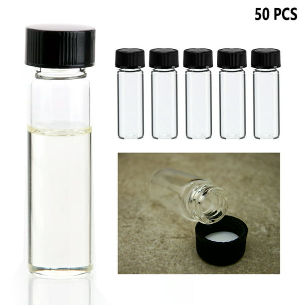 Refillable Glass vial tube pendant tiny screw in cap Pre-glued round or flat